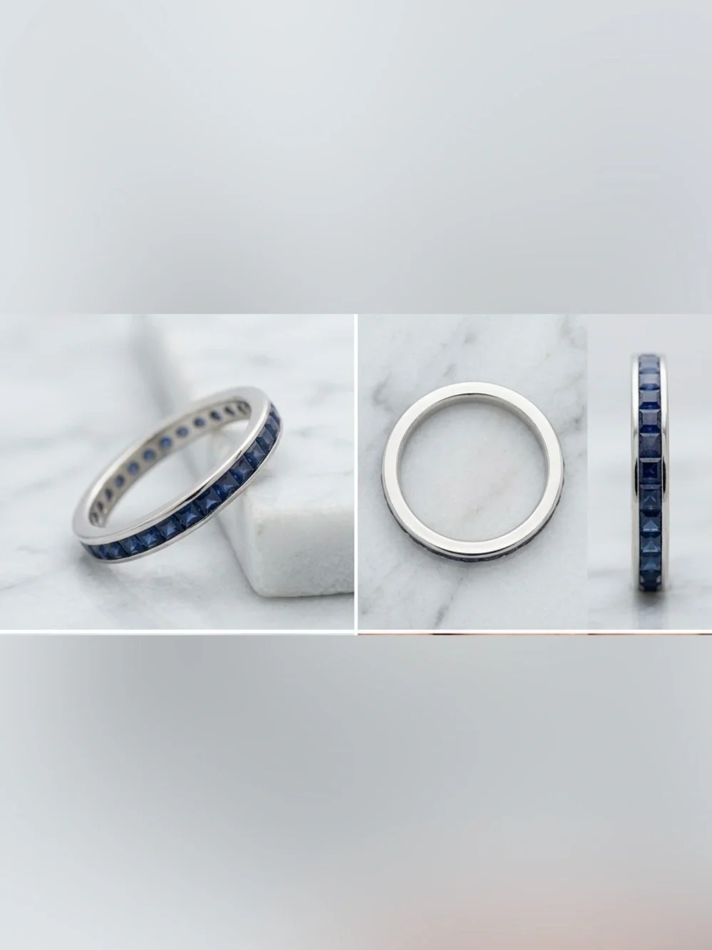 14k gold Blue Sapphire Channel-Set Eternity Band - Women's Jewelry size 7